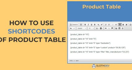 How to use shortcodes of opencart module Product Table