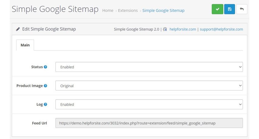 Opencart Module Simple Google Sitemap