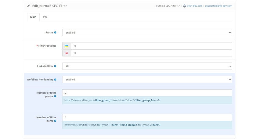 Opencart Module SEO addon for Journal3 Filter