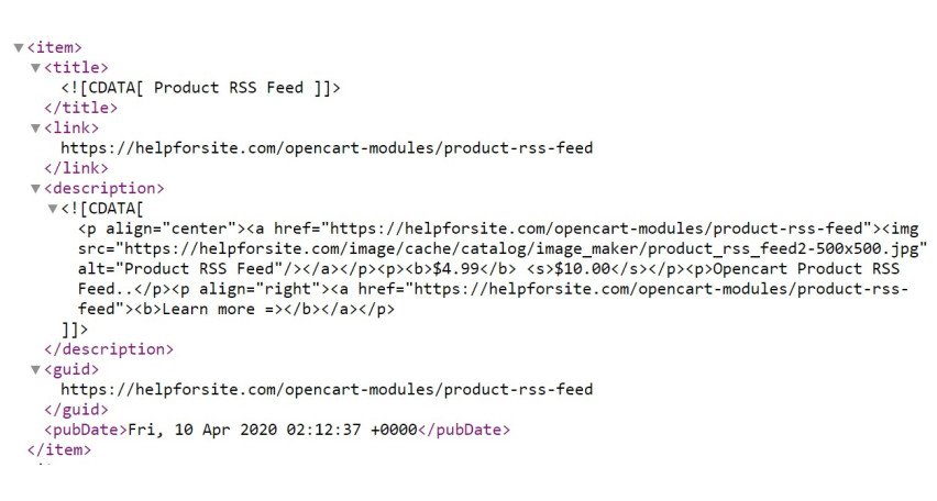 Opencart Module Product RSS Feed Opencart Module Product RSS Feed