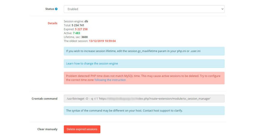 Opencart Module Opencart Session Manager